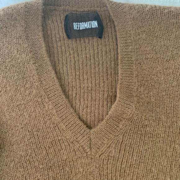 Reformation Alpaca Wool Sweater in Camel - Picture 3 of 4